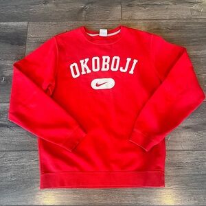 Okoboji Nike Sweatshirt Crewneck Red White Size Small